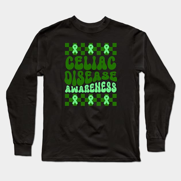 Celiac Disease Awareness Green Ribbon Long Sleeve T-Shirt by JazlynShyann